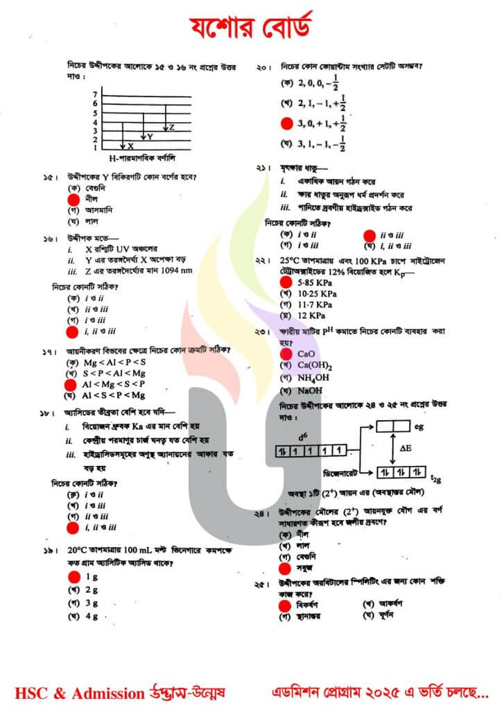 Jeshore-Board-HSC-2025-Chemistry-1st-paper-Solution