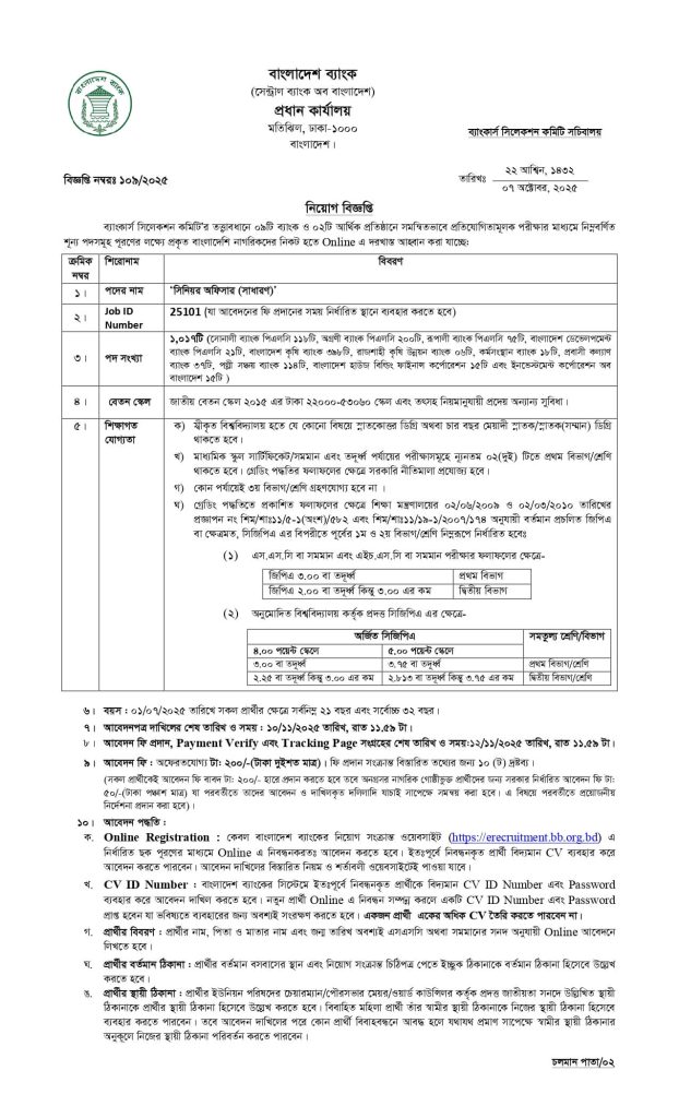 Bangladesh Bank Job Circular 2025 | বাংলাদেশ ব্যাংক নিয়োগ বিজ্ঞপ্তি ২০২৫ ( মোট ২,৮৯৭ পদ ) 2 Bangladesh Bank Job Circular 2025 | বাংলাদেশ ব্যাংক নিয়োগ বিজ্ঞপ্তি ২০২৫
